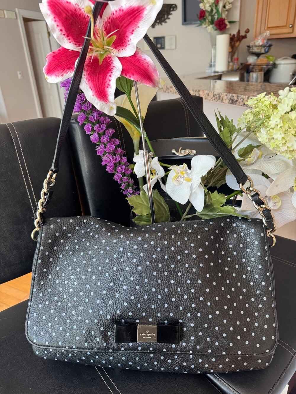 KATE SPADE POLKA DOT flap large p0urse shoulder bag (300